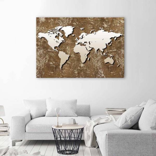 Canvas schilderij oude wereldkaart retro 90 x 60 cm