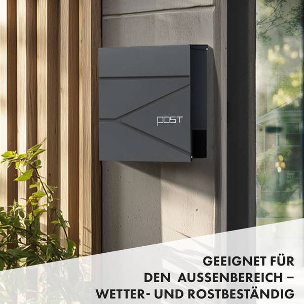 Briefkasten Armand Grau - Stahl - 37 x 37 x 11 cm