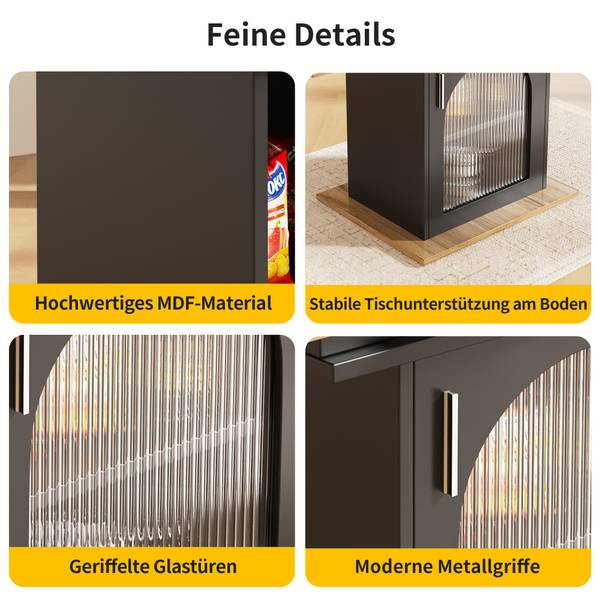 Esstisch Chocas BK GL Schwarz - Holzwerkstoff - Glas