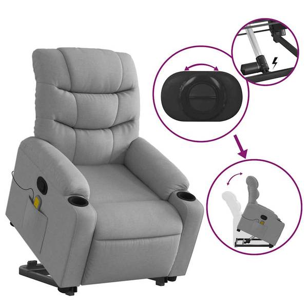 Fauteuil inclinable de massage 3032754-2 Gris lumineux
