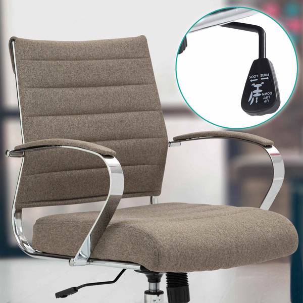 Bürostuhl Oakland Silber - Taupe - Textil