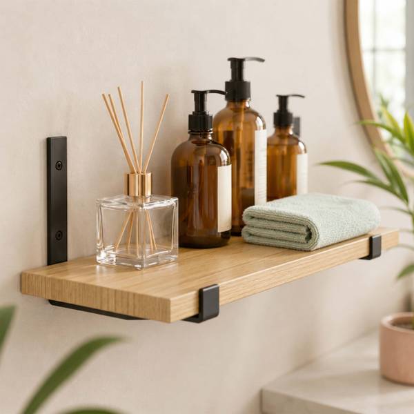 Wandregal 3-tlg. Set Schwarz - Braun - Eisen - 40 x 15 x 15 cm