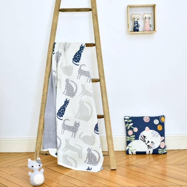 Decke Katze Tiny Grau - Textil - 80 x 1 x 100 cm