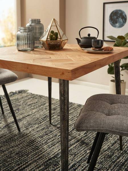 Esstisch FEHMARN Beige - Akazie - 80 x 76 x 80 cm