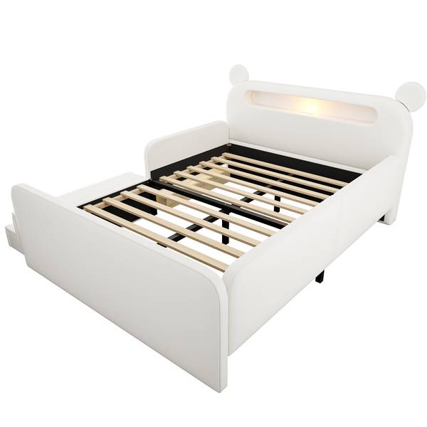 Kinder-Polsterbett Oneiros Ⅰ Weiß - Holzwerkstoff - Metall - Textil - 185 x 99 x 215 cm