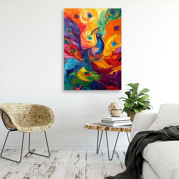 Wandbild pfau moderne abstraktion 70 x 100 cm