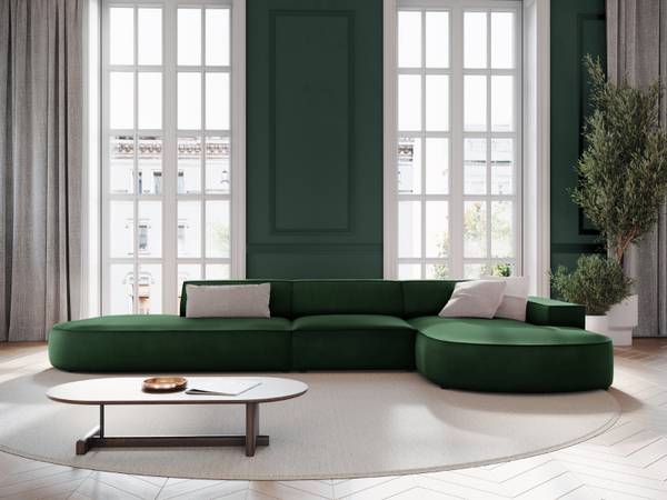 Ecksofa JODIE 4 Sitzplätze Dunkelgrün