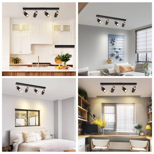 Plafondlamp Janning II met 4 lichtbronnen zwart - metaal - 14 x 12 x 62 cm