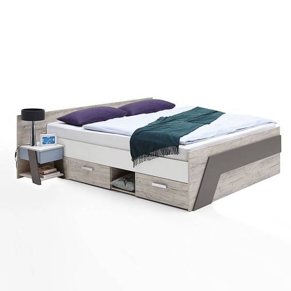 Nachttisch LEEDS-10-65 Grau - Holzwerkstoff - 34 x 70 x 39 cm