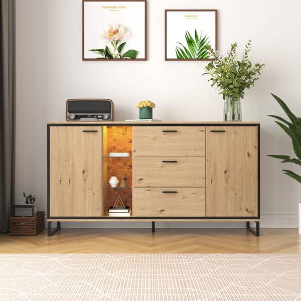 Sideboard Helios Ⅱ Braun - Stahl - Farbglas - 40 x 85 x 160 cm
