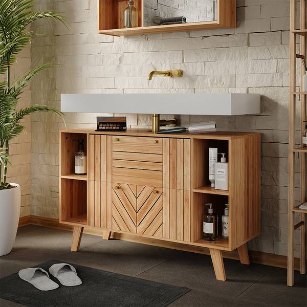 Meuble sous vasque simple Lucie 58722 Marron - Bois manufacturé - 100 x 65 x 36 cm