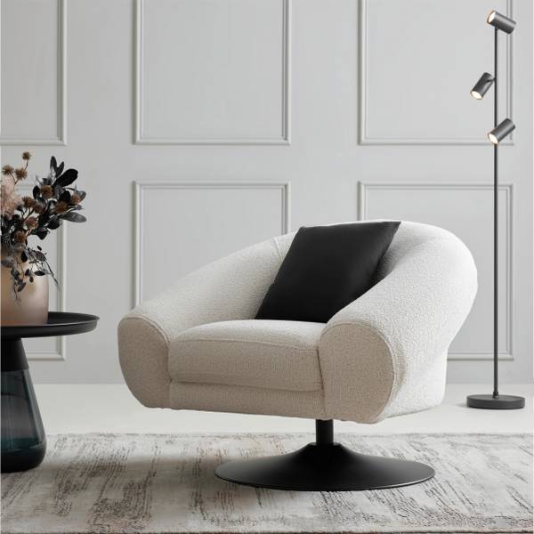 Designsessel LUGO Beige - Weiß - Textil - 93 x 72 x 79 cm