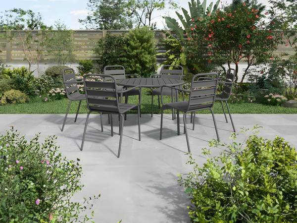Gartenessgruppe im Set MIRMANDE Grau - Metall - 59 x 1 x 56 cm