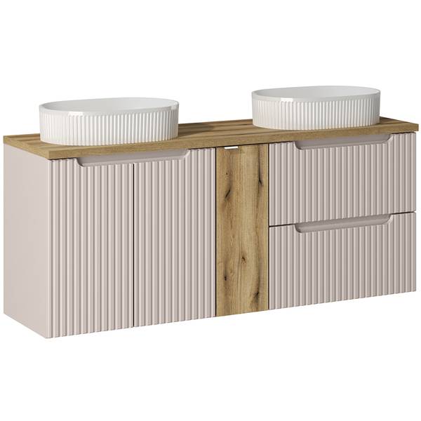 Doppelwaschtisch NEWPORT-56-1 Beige - Holzwerkstoff - 140 x 71 x 40 cm