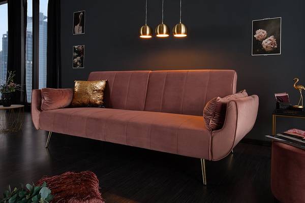 Schlafsofa DIVANI Gold - Hellrosa - Textil - Holzart/Dekor