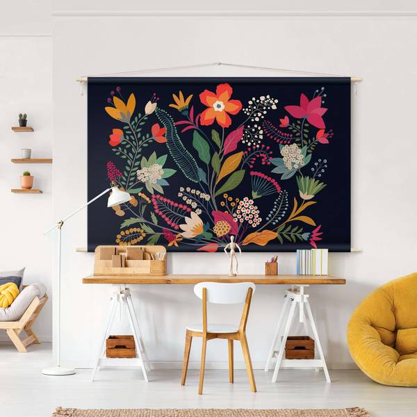 Wandteppich Mexikanische Blumen 90 x 60 cm