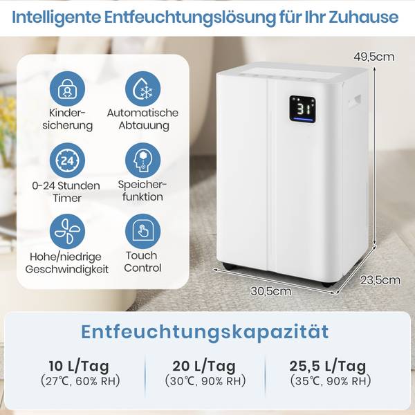 Luftentfeuchter QE32757PQ-ITDE Weiß - Kunststoff - 24 x 50 x 31 cm