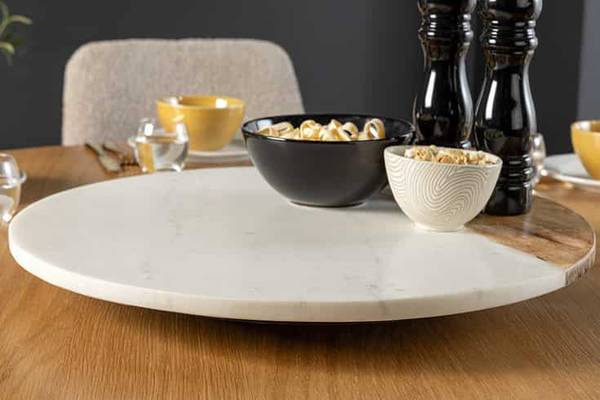 Drehteller SERVANT Braun - Weiß - Mango - Marmor - 50 x 6 x 50 cm