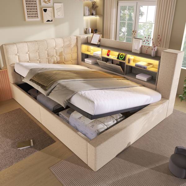 Polsterbett GLOWLEINⅡ Beige - 200 x 140 cm - 158 x 213 cm