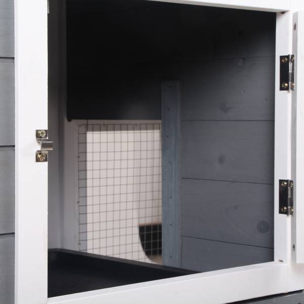 Kaninchenstall D51-131GY Grau - Massivholz - 53 x 94 x 158 cm