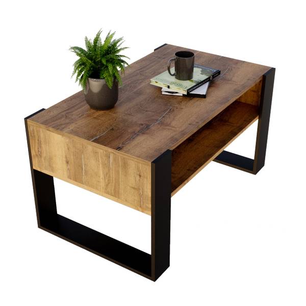 Couchtisch KARO 92 Schwarz - Braun - Holzwerkstoff - 92 x 45 x 54 cm
