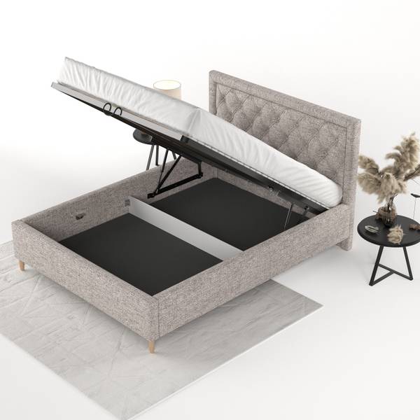 Polsterbett Lido mit Stauraum Neve Hellbraun - Liegefläche Breite: 140 cm