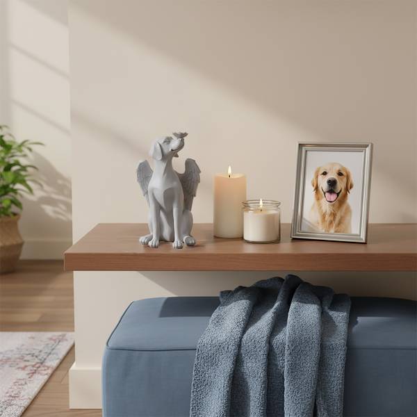 Grabschmuck für Hunde Engel Grau - Polyresin - 11 x 20 x 11 cm