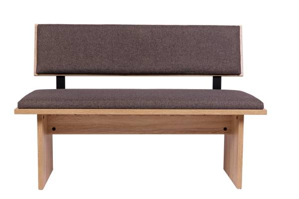 Sitzbank 'Die Stilvolle' L125cm Eiche Dekor - Steingrau - Tiefe: 125 cm