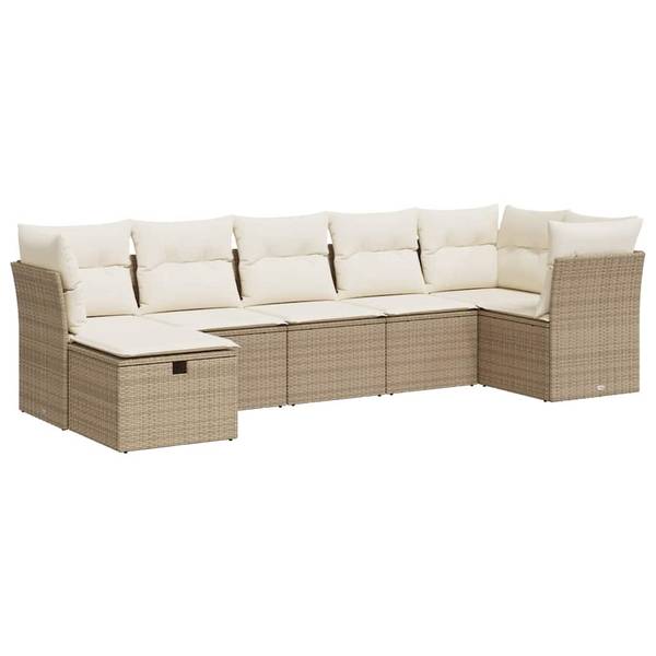 Garten-Lounge-Set 3036405-4 7-teilig Beige - Creme