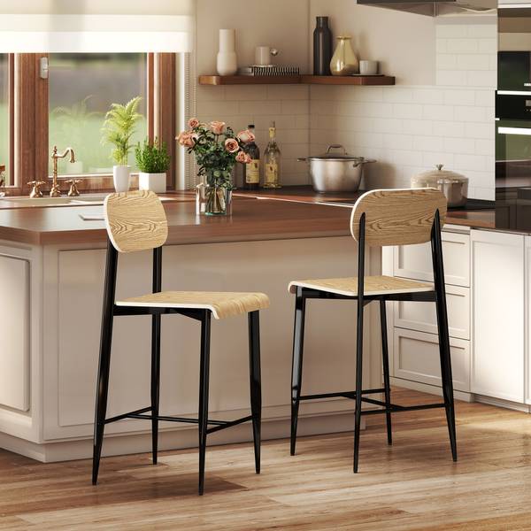 Barhocker 83A-255V00ND 2er Set Braun - Metall - 43 x 103 x 55 cm