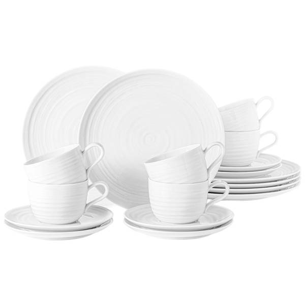 Kaffeeservice Terra Uni 18-teilig Weiß - Pinie - 24 x 19 x 43 cm