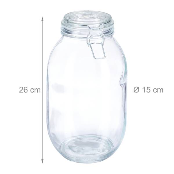 Einmachglas 3 Liter Silber - Eisen - Silikon - 15 x 26 x 15 cm