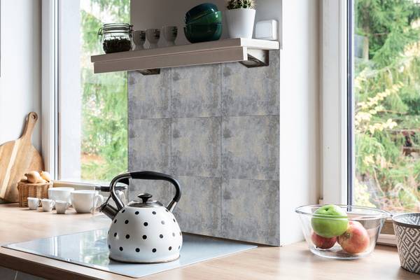 Selbstklebende Fliesen (9 St.) Beton Grau - Polyester PVC - 30 x 30 x 0 cm