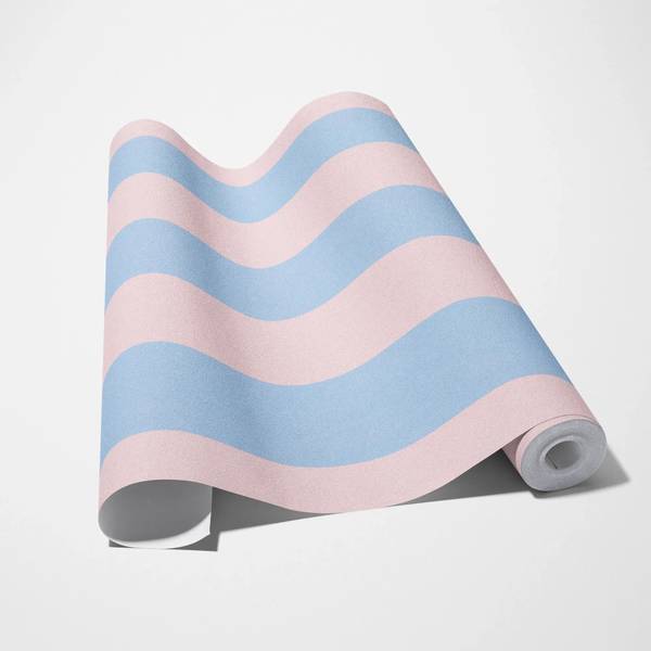 Vliestapete Soft Stripes Blau - Hellrosa