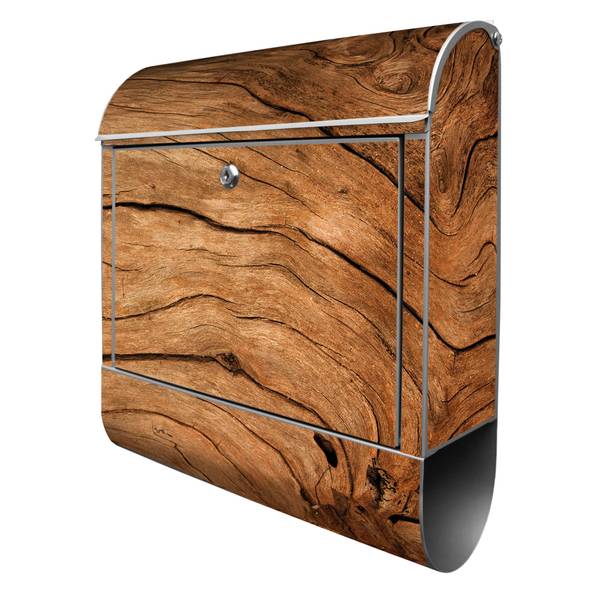 Briefkasten Stahl Trockenes Holz Grau - Stahl - 38 x 46 x 13 cm