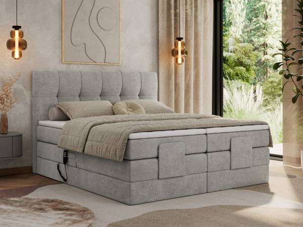 Boxspringbett VITTORIA Platingrau - H3 - Liegefläche Breite: 160 cm