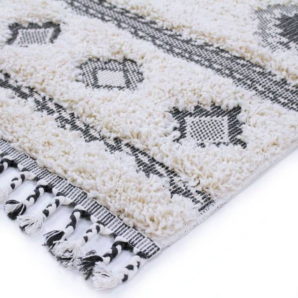 Tapis BERBÈRE TRIBAL LOSANGES Blanc - Textile - 160 x 1 x 230 cm