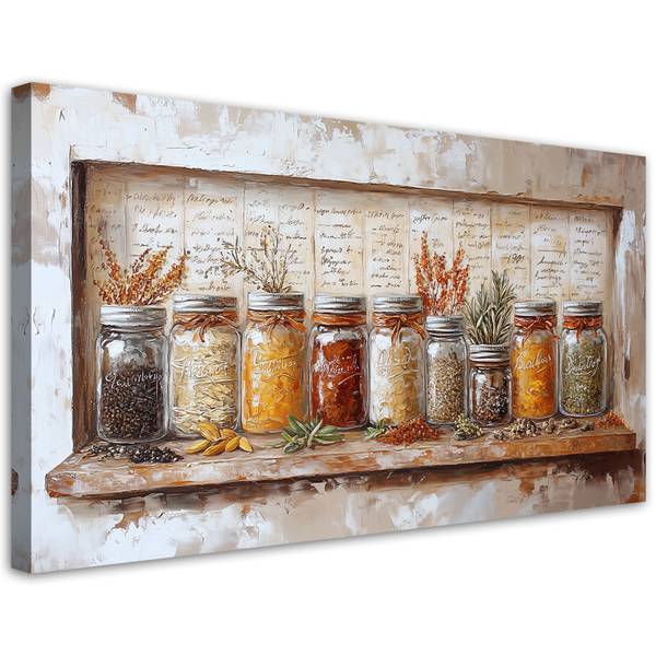Wandbild kräuter gewürze retro 100 x 50 cm