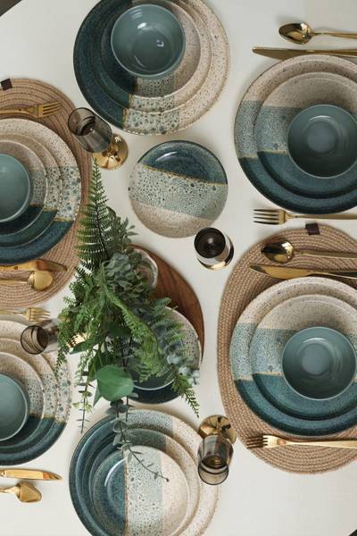 Serviesset Colored - 24 delen keramiek - Hoogte: 2 cm