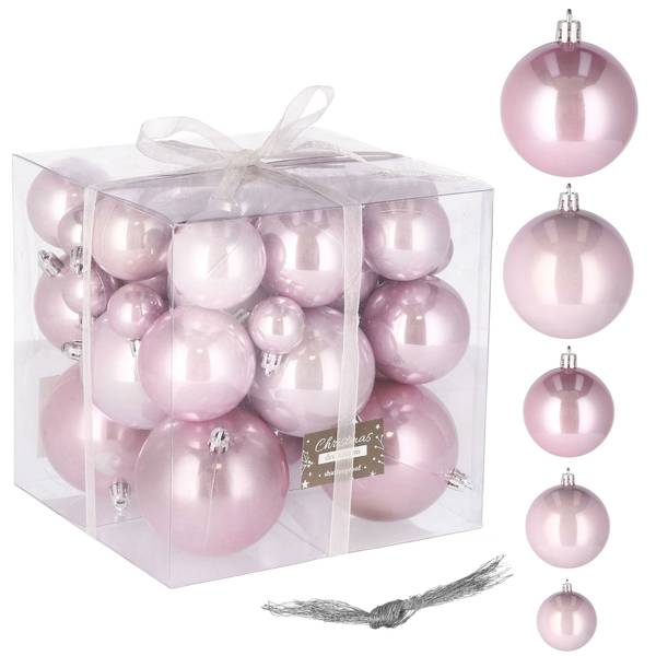 Weihnachtskugeln 37 Stück Pink - Kunststoff - 3 x 3 x 3 cm