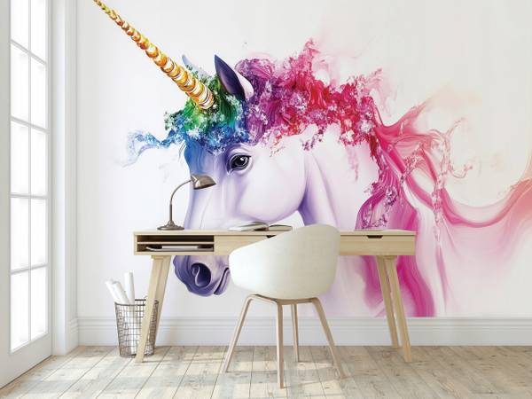 Fototapete Kinderzimmer Mädchen Einhorn 300 x 210 cm