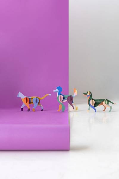 Dekoobjekt Leuchtender Pudel Naturfaser - Papier - 7 x 17 x 31 cm