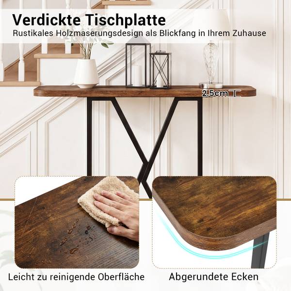 Konsolentisch VH35416 Braun - Holzwerkstoff - 30 x 81 x 100 cm