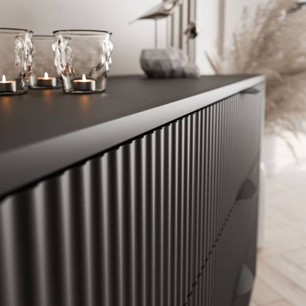 Kommode SCARLETT 1D3S Schwarz - Holzwerkstoff - 138 x 81 x 38 cm