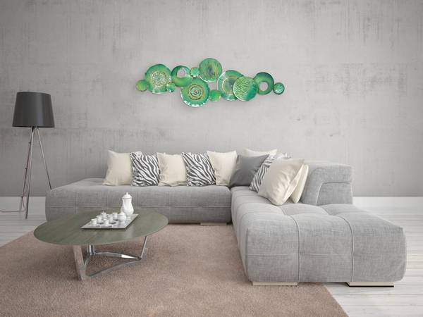 Wanddeko Abstrakt Te Grün - Metall - 149 x 50 x 5 cm