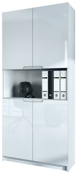 Büroschrank Logan V2 Hochglanz Weiß - Weiß