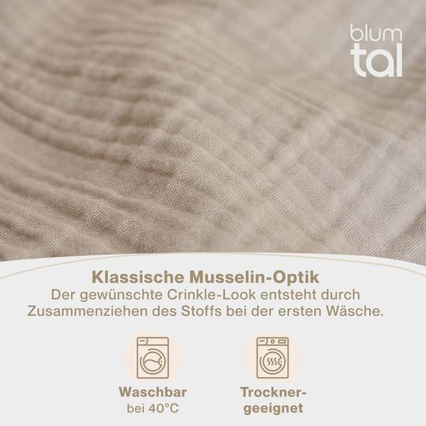 Musselin Bettwäsche Vili 3er Set Grau - 200 x 40 cm