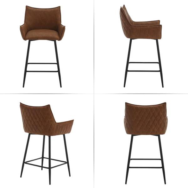 Barhocker Vincent (4er Set) Braun - Metall - Kunstleder - 51 x 90 x 45 cm