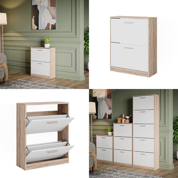 Schoenenkast Gizmo 49407 Sonoma eikenhouten look - wit