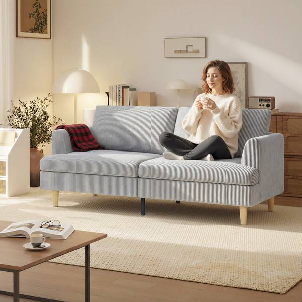 3 Sitzer Sofa 83B-652V00LG Grau - Cord - 80 x 86 x 188 cm